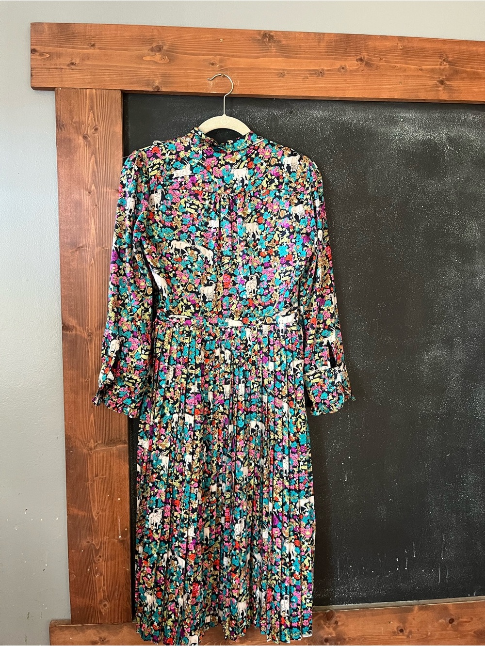 J. Crew Pleated midi dress in grazing goats print size 2 euc - Picture 10 of 11